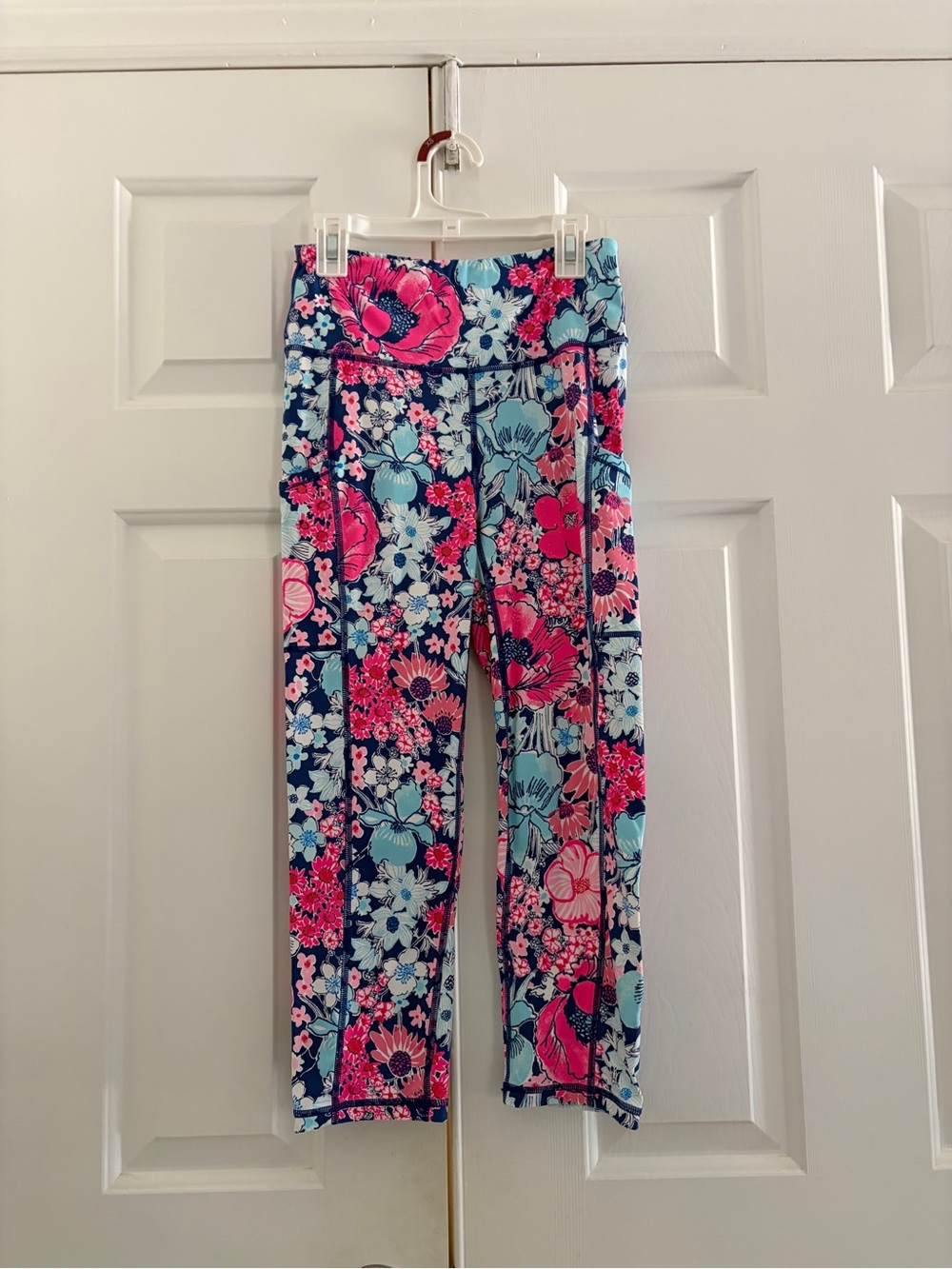 Womens Floral Active Leggings - Navy, Pink & Light Blue